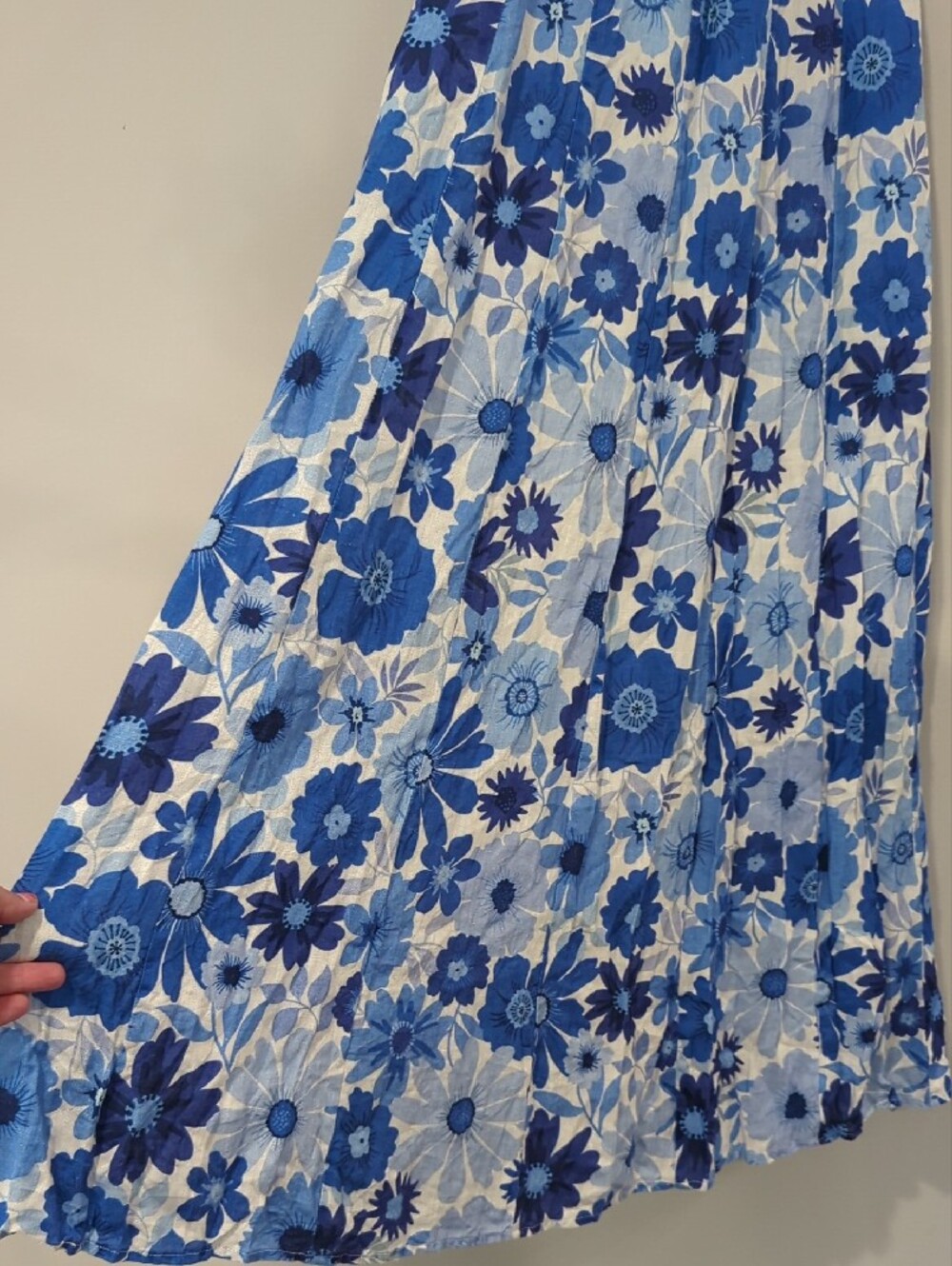 DISSH Linen Midi Skirt Blue Floral size 2 image 3